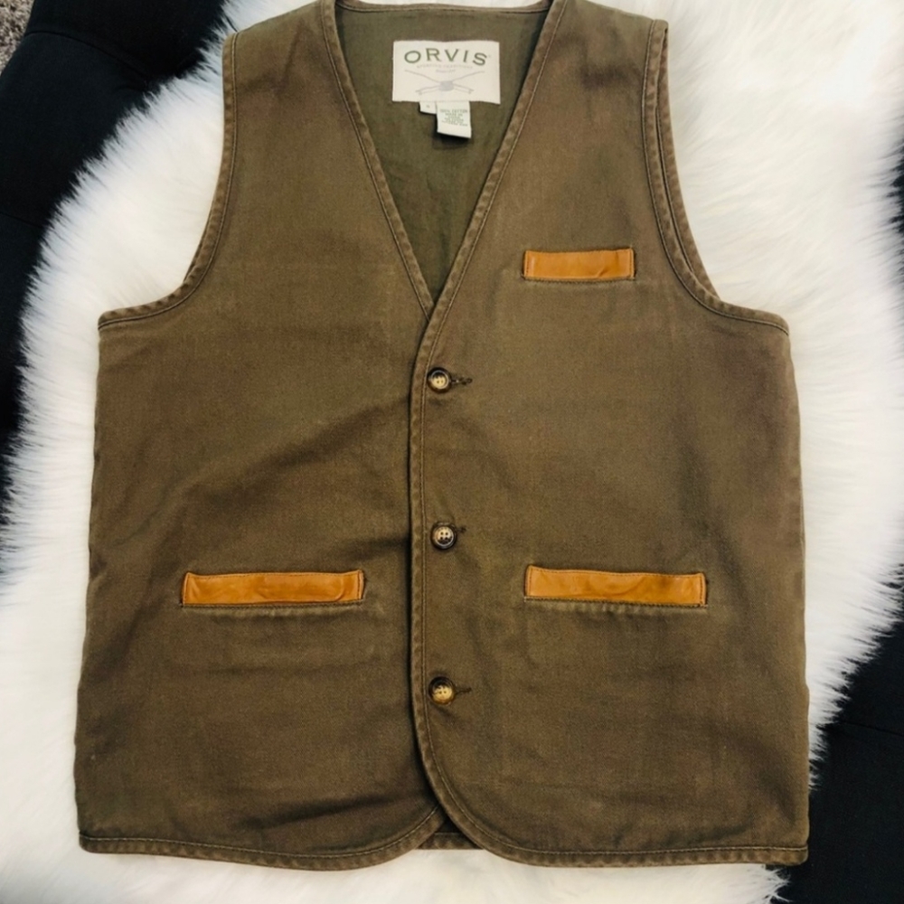 ORVIS Sporting Traditions Vest With Leather Trim S